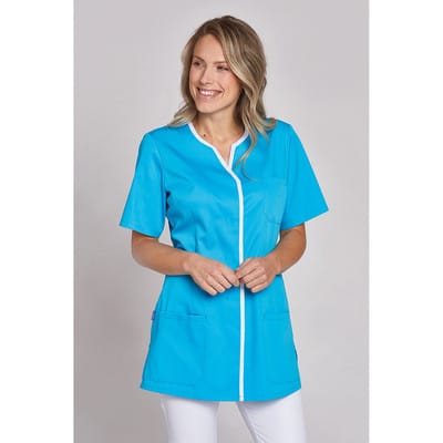 Kasack Damen türkis/weiß 08/1337/7601, Größe 48