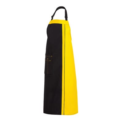 Latzschürze 2 Taschen schwarz/gelb, Größe 34 11/2522/1018