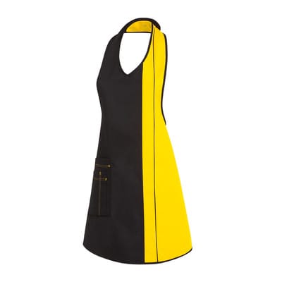 Latzschürze Druckknopfverschluss schwarz/gelb, Größe 34 11/2540/1018