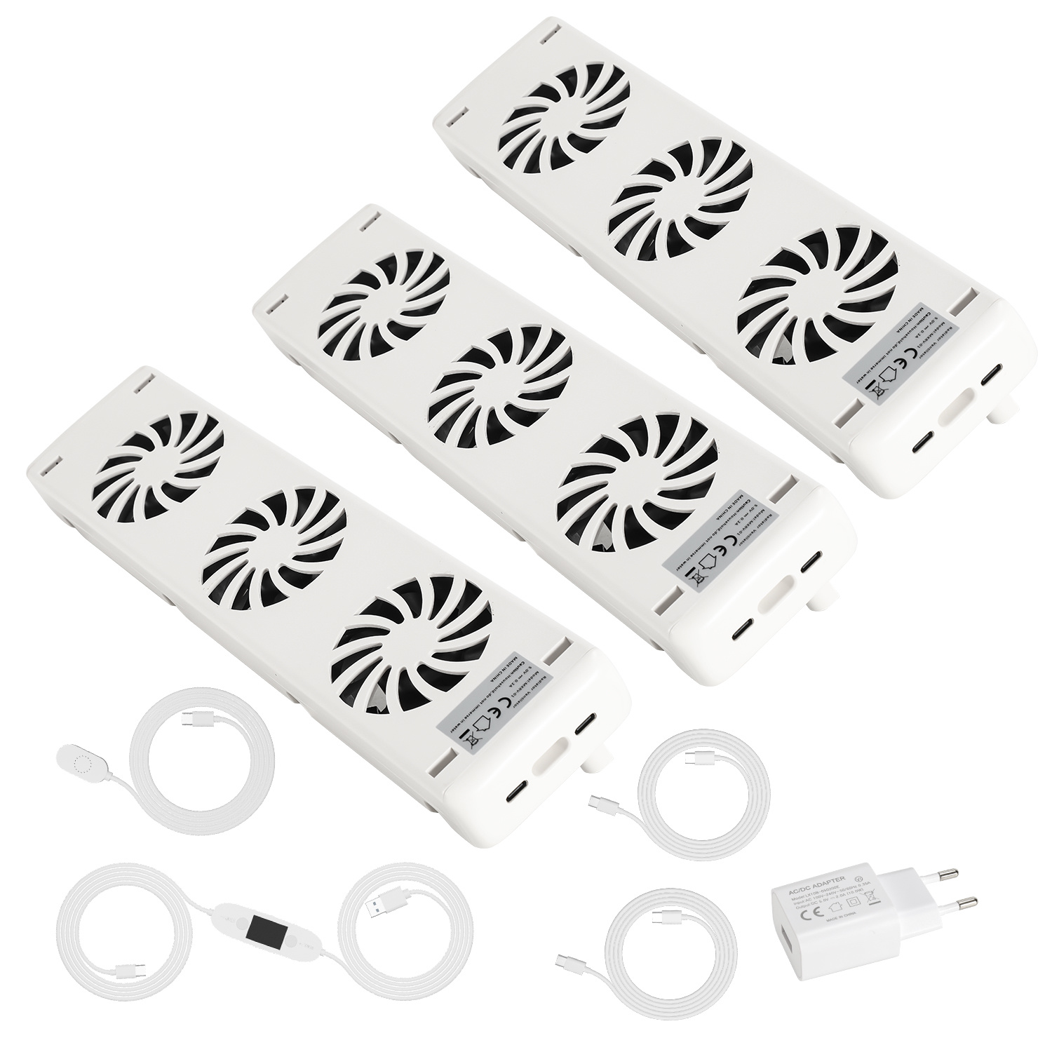 Tolletour Heizkörperventilator 3 Lüfter, 3er-set, Magnet, 90 Cfm, Thermostat
