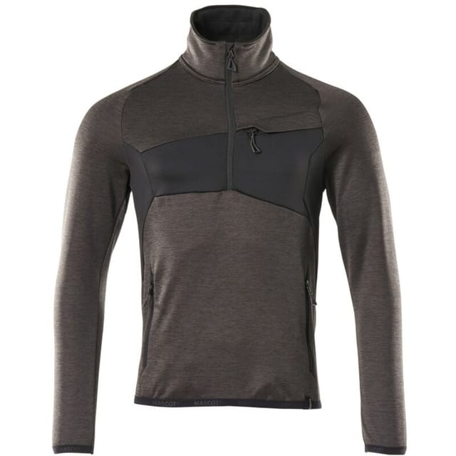 Fleecepullover ACCELERATE mit kurzem Reißverschluss Dunkelanthrazit/Schwarz 18003-316-1809, Größe 4XL