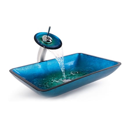 Waschbecken Glas Blau Mit Armatur 55x36x10 Cm