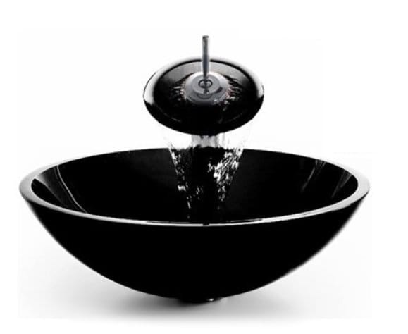 Glaswaschbecken Glänzend Schwarz 42x42x14 Cm