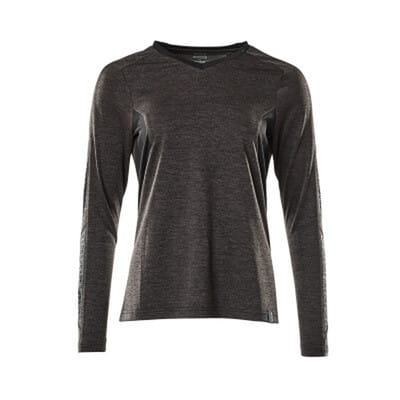 T-Shirt ACCELERATE, Langarm Dunkelanthrazit meliert/Schwarz 18091-810-1809, Größe 2XL ONE