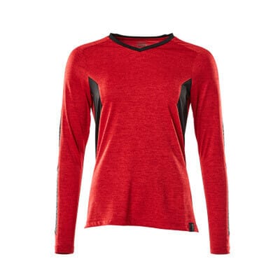 T-Shirt ACCELERATE, Langarm Verkehrsrot meliert/Schwarz 18091-810-20209, Größe XS ONE