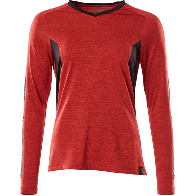 T-Shirt ACCELERATE, Langarm Verkehrsrot meliert/Schwarz 18091-810-20209, Größe 3XL ONE