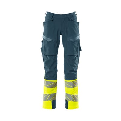 Hose mit Knietaschen Dunkelpetroleum/Hi-vis Gelb 19179-511-4417, Größe 82 C64