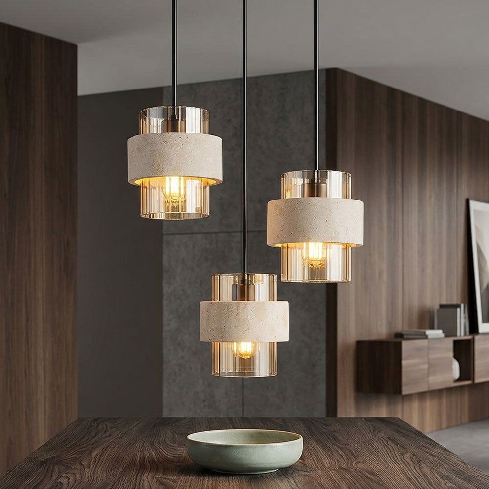Led Pendelleuchte Hängelampe Esszimmerlampe Glas Amber Schwarz 3-flammig H 130cm