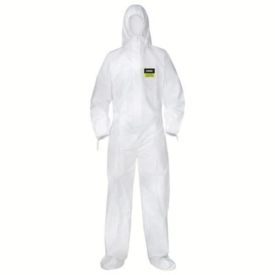 5/6 classic Einwegschutz-Overall mit Füßen weiß, Größe L
