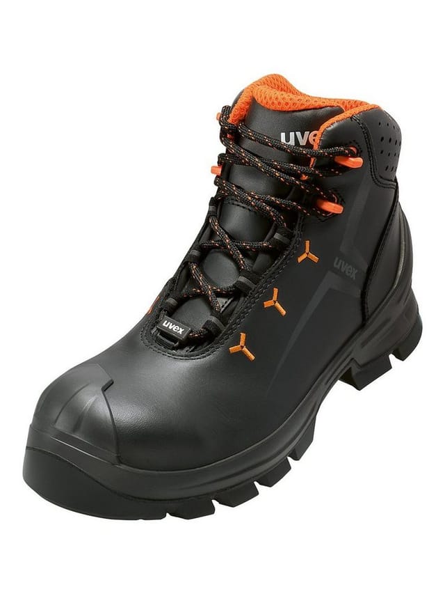 2 MACSOLE® Stiefel S3 65232 schwarz/orange, Weite 11, Größe 36