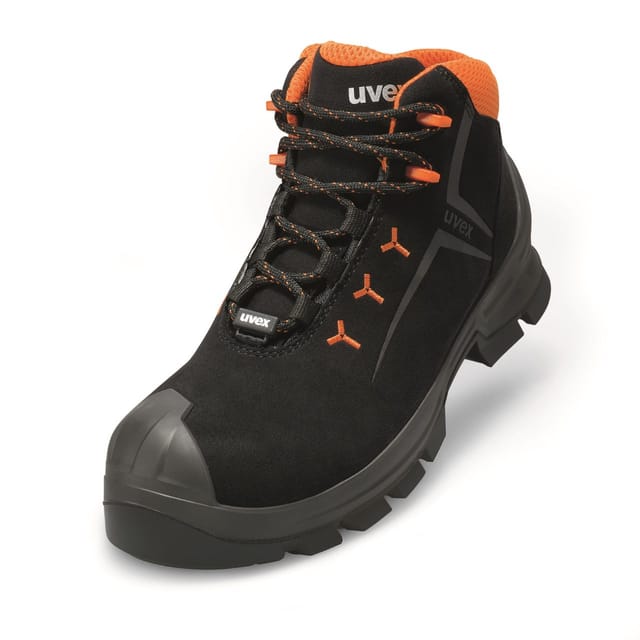 2 MACSOLE® Stiefel S3 65292 schwarz/orange, Weite 11, Größe 39