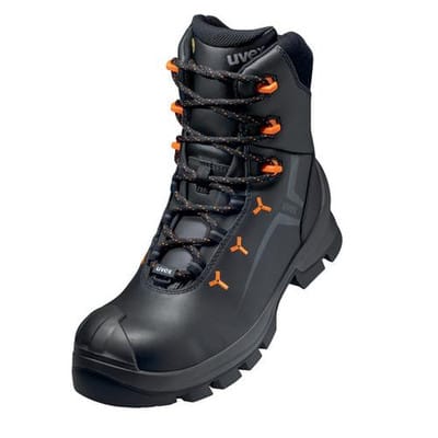 2 MACSOLE® Stiefel S3 65303 schwarz/orange, Weite 12, Größe 39