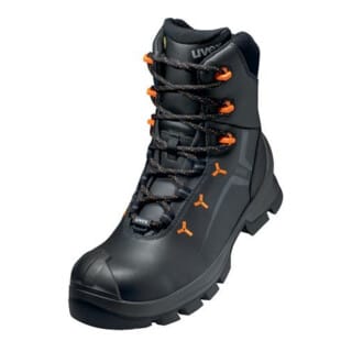 2 MACSOLE® Stiefel S3 65303 schwarz/orange, Weite 12, Größe 40