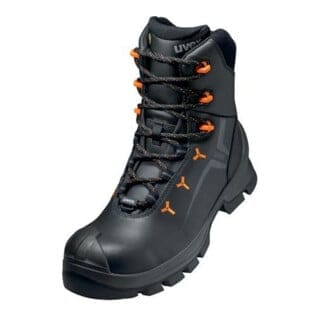 2 MACSOLE® Stiefel S3 65303 schwarz/orange, Weite 12, Größe 52