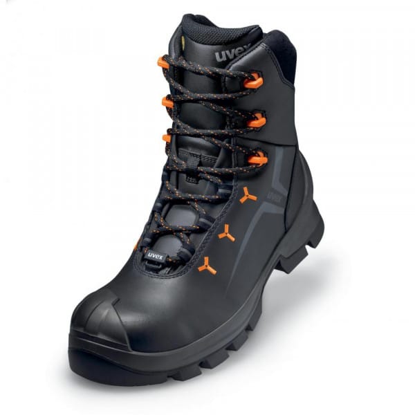 2 MACSOLE® Stiefel S3 65303 schwarz/orange, Weite 12, Größe 47