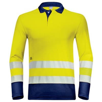 Poloshirt Langarm Construction warngelb, Größe 4XL