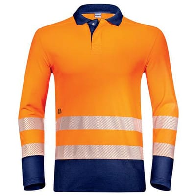 Poloshirt Langarm Construction warnorange, Größe S