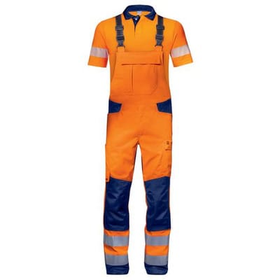 Latzhose Construction warnorange, Größe 48
