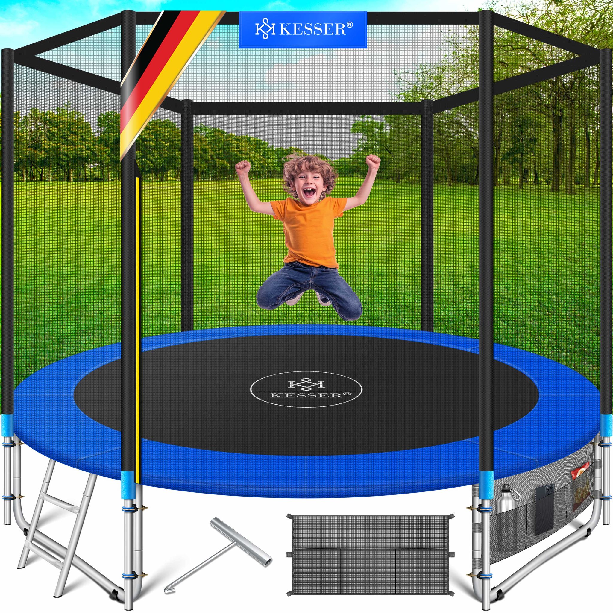Kesser® Trampolin Mit Sicherheitsnetz - 427 Cm, Blau