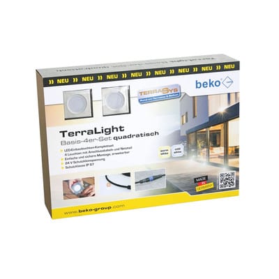 TerraLight Basis 4er-Set eckig, 60 x 60mm, Edelstahl, kaltweiß