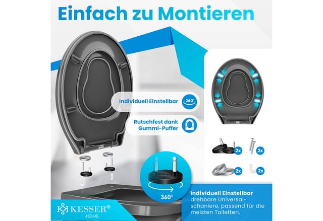 Kesser® Wc-sitz Mit Absenkautomatik Und Softclose - Family - Grau