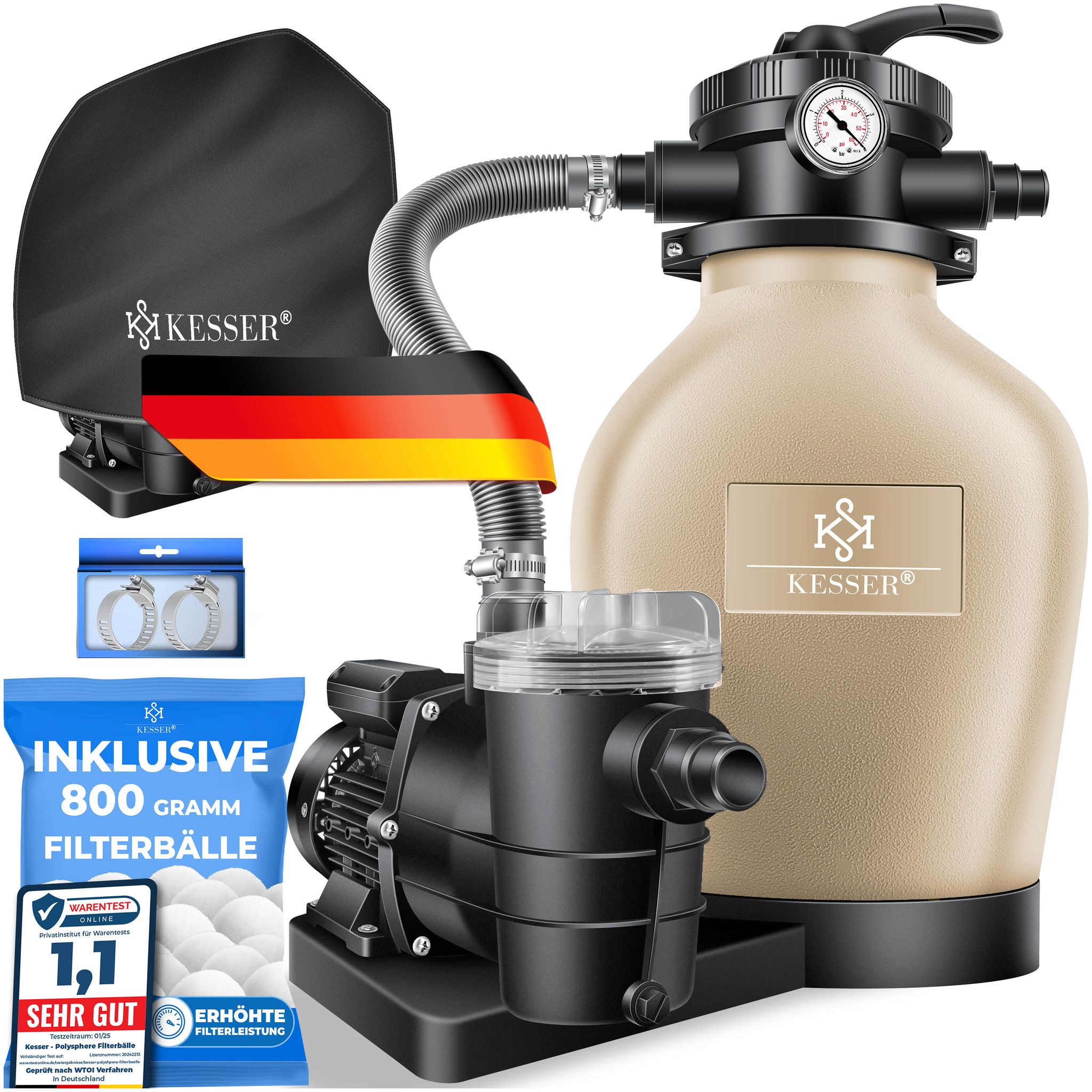 Kesser® Sandfilteranlage, Inkl. Filterbälle - Gold / Sand
