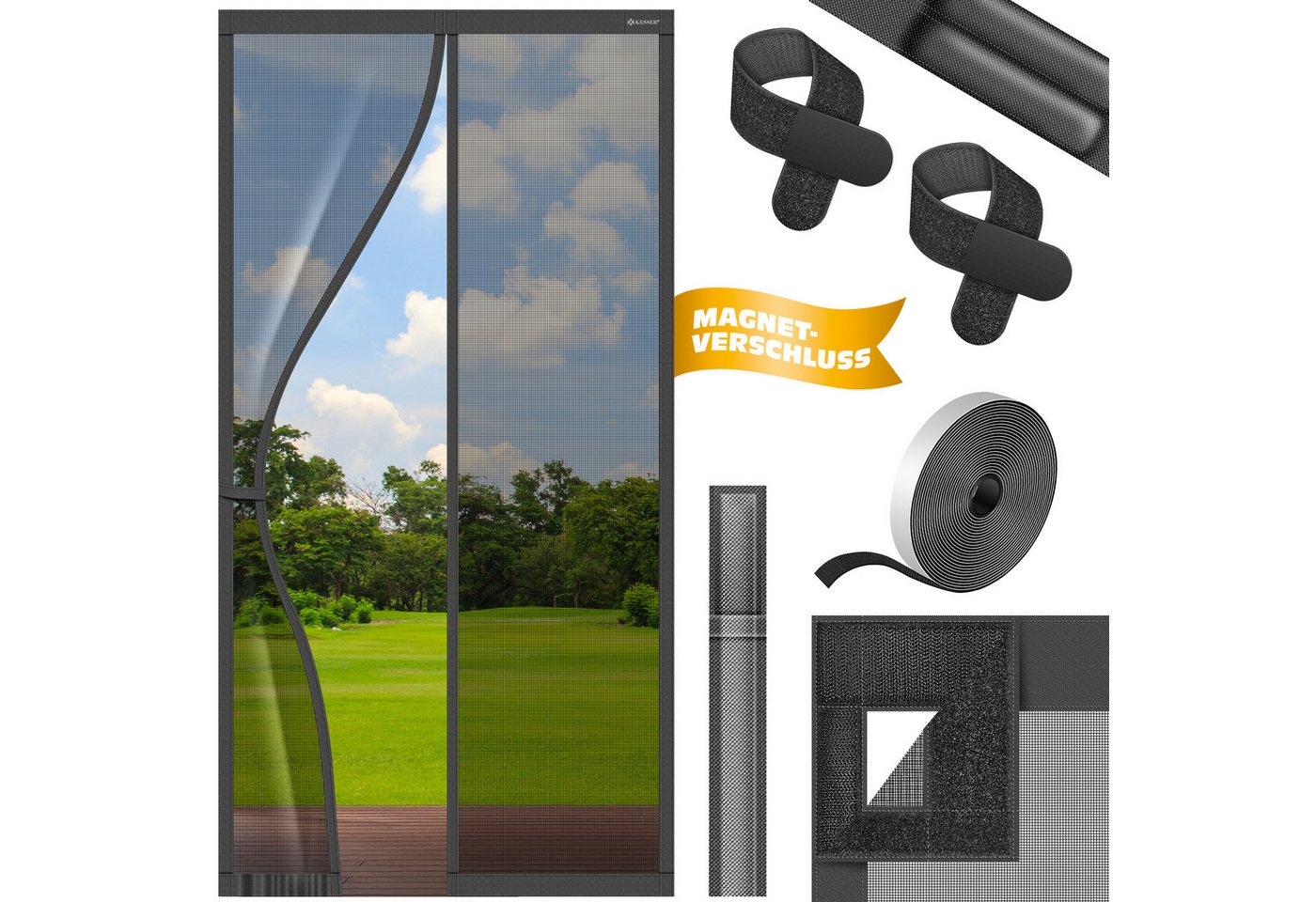 Kesser® Magnet-fliegengitter Für Türen, Ohne Bohren - Anthrazit, 80 X 200 Cm Bild 2