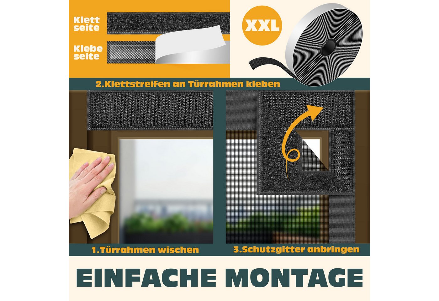 Kesser® Magnet-fliegengitter Für Türen, Ohne Bohren - Anthrazit, 80 X 200 Cm Bild 4