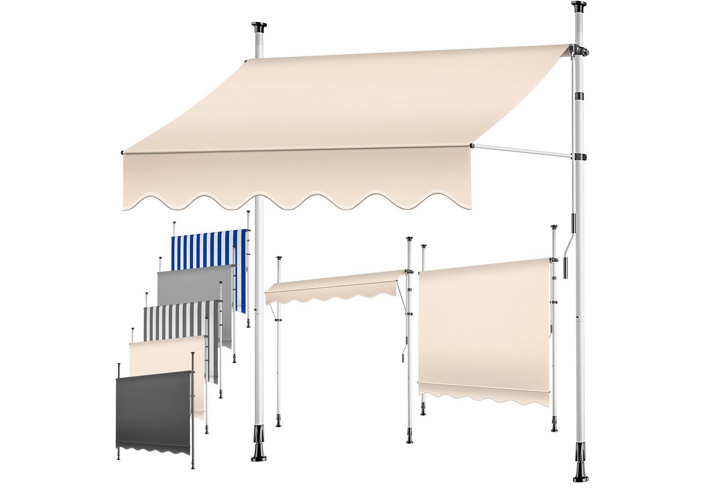 Kesser® Klemmmarkise Balkon Mit Handkurbel, Ohne Bohren - Beige Bild 3