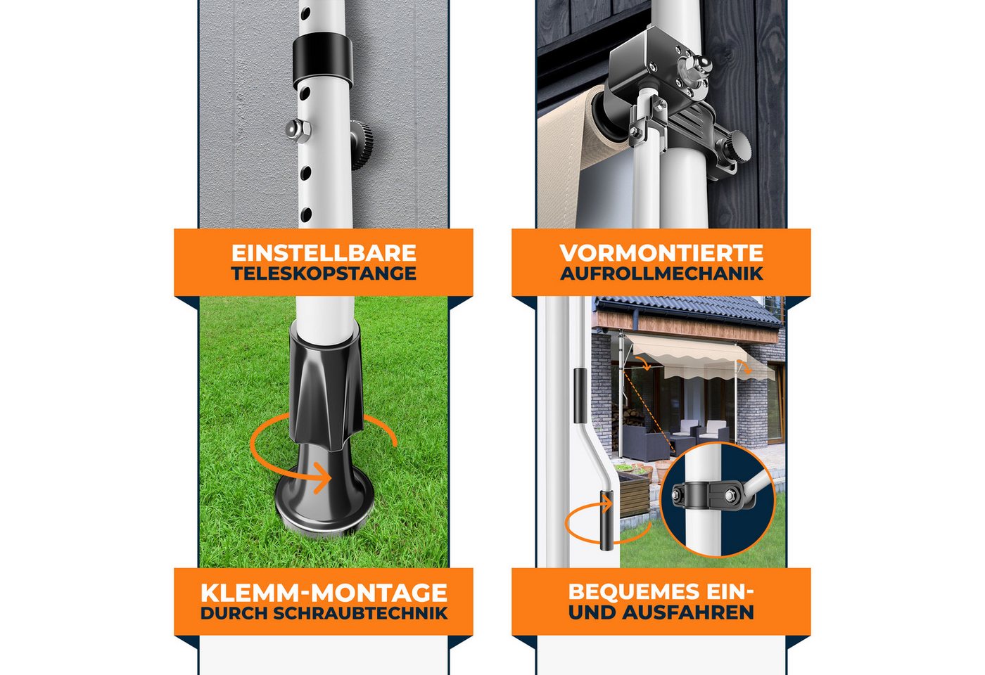 Kesser® Klemmmarkise Balkon Mit Handkurbel, Ohne Bohren - Beige Bild 5