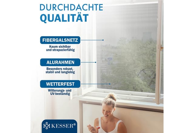 Kesser® Fliegengitter Fenster, Aluminiumrahmen - 80 X 100 Cm, Weiß