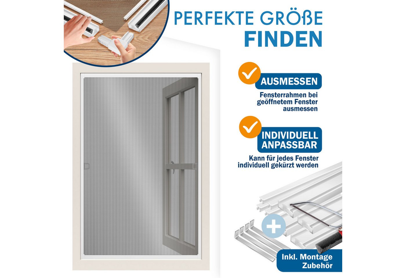 Kesser® Fliegengitter Fenster, Aluminiumrahmen - 80 X 100 Cm, Weiß Bild 2