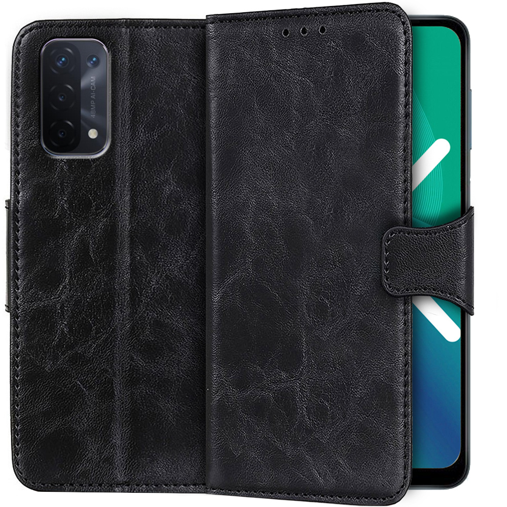 Leder-brieftaschenhülle Für Oppo A54 5g/a74 5g/a93 5g, Schwarz