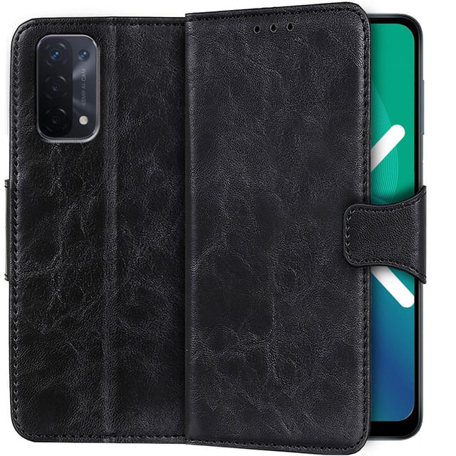 Leder-brieftaschenhülle Für Oppo A54 5g/a74 5g/a93 5g, Schwarz