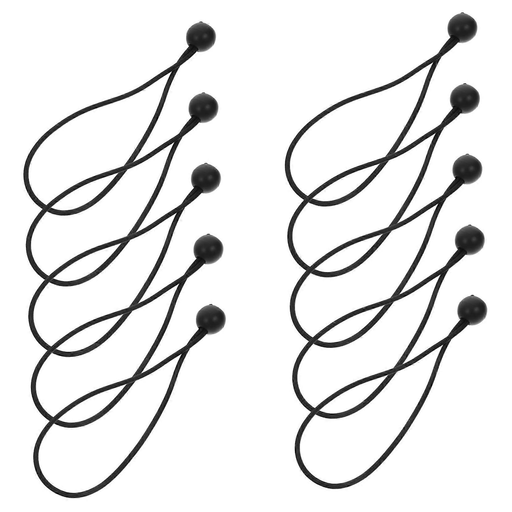 Packung Mit 10 Schwarzen Elastischen Bungee-seilen Mit Kugelenden Zur Sicheren Befestigung Eines Sonnenschirms Oder Einer Campingplane