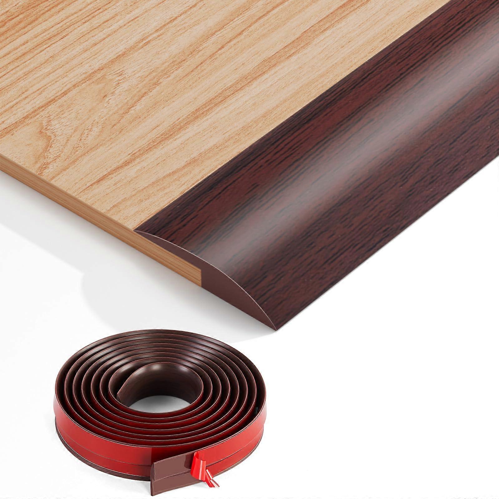 300 Cm (118 Zoll) Lange, Selbstklebende Bodenschwelle Aus Dunkelbraunem Vinyl In Holzoptik Für Teppich Und Fliesen