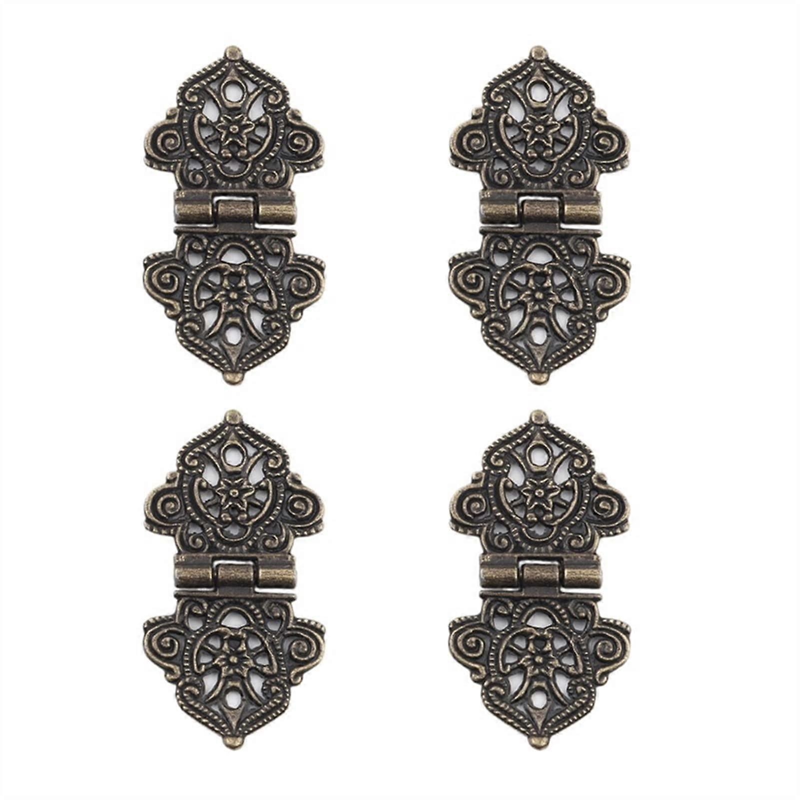 Set Mit 2 Scharnieren Im Retro-stil Mit Durchbrochenem Blumenmuster Für Schranktüren, Korrosionsbeständige Metallscharniere Für Geschenkboxen Aus Holz