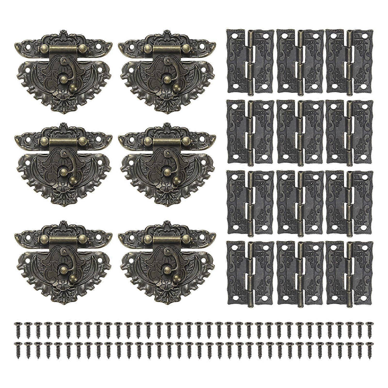 Set Mit 6 Scharnieren Für Möbel Und Verschlüssen Für Schmuckkästchen, Mini-bronzescharniere Mit Schrauben, Leichtgängige Und Langlebige Drehung