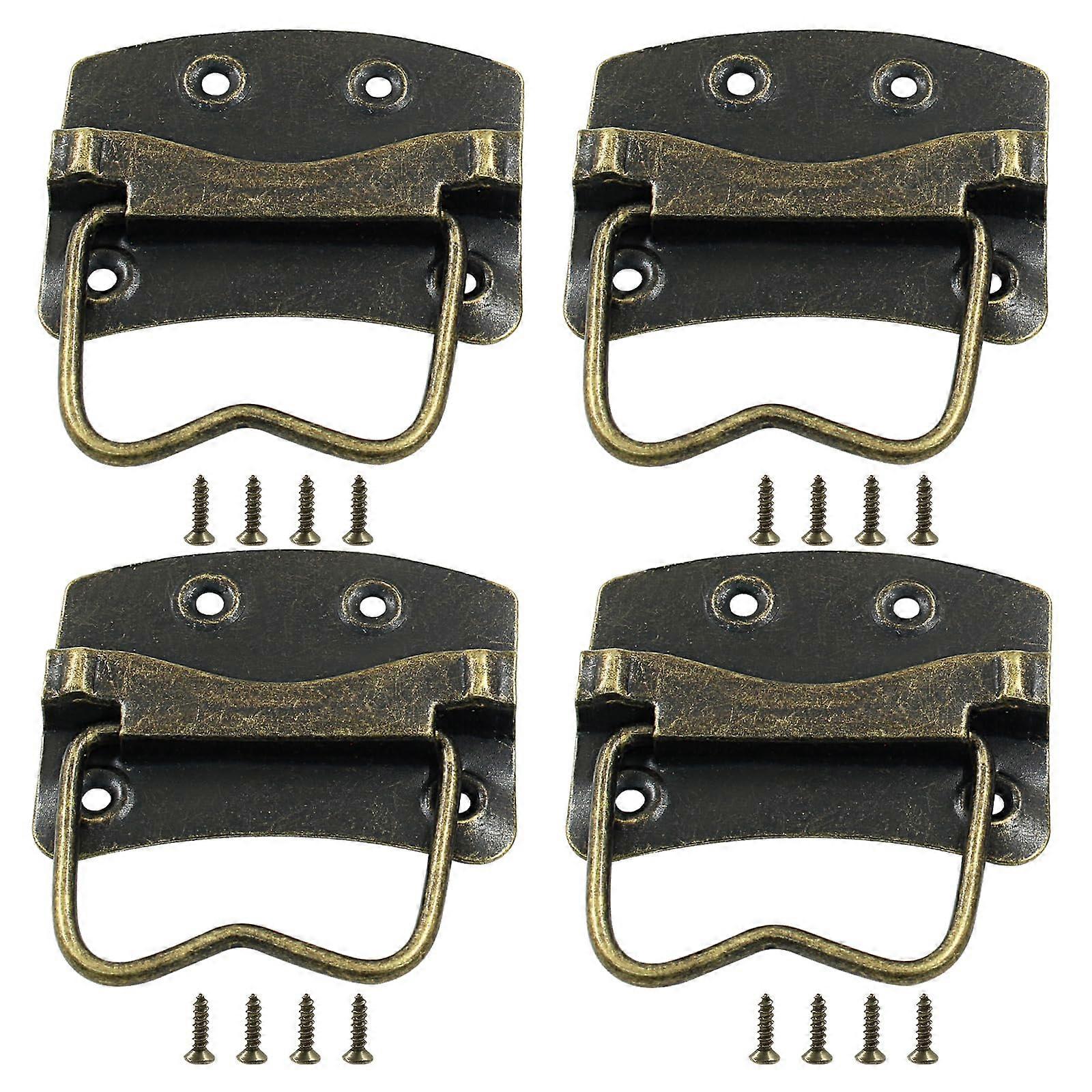 Set Aus 4 Antiken Schubladengriffen Aus Bronze Mit Klappring Für Truhen Oder Holzkisten