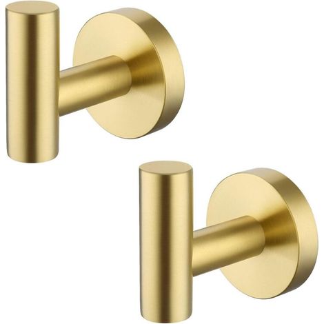 2 Stück Edelstahl-wandhaken Für Badezimmer, Gebürstetes Messing