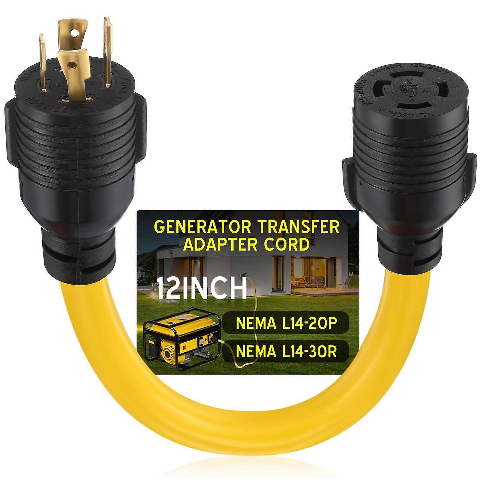 Adapterkabel Für 20-a- Bis 30-a-generatoren, Nema L1420p Auf L1430r, Sichere Verbindung Mit Drehverschluss, 30 Cm Länge