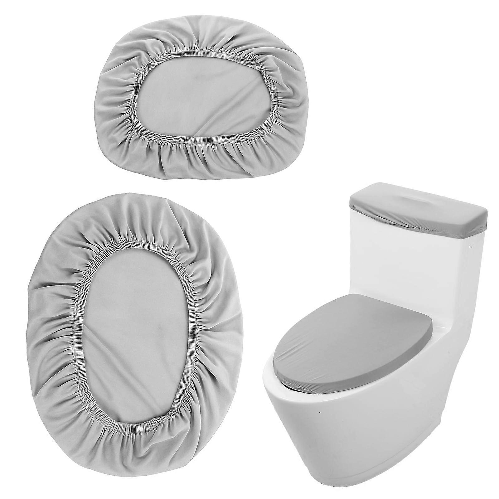 Set Aus Grauen Wc-deckeln Und Spülkästen, Aus Atmungsaktivem Und Elastischem Polyester, Badezimmer-dekorationsaccessoires