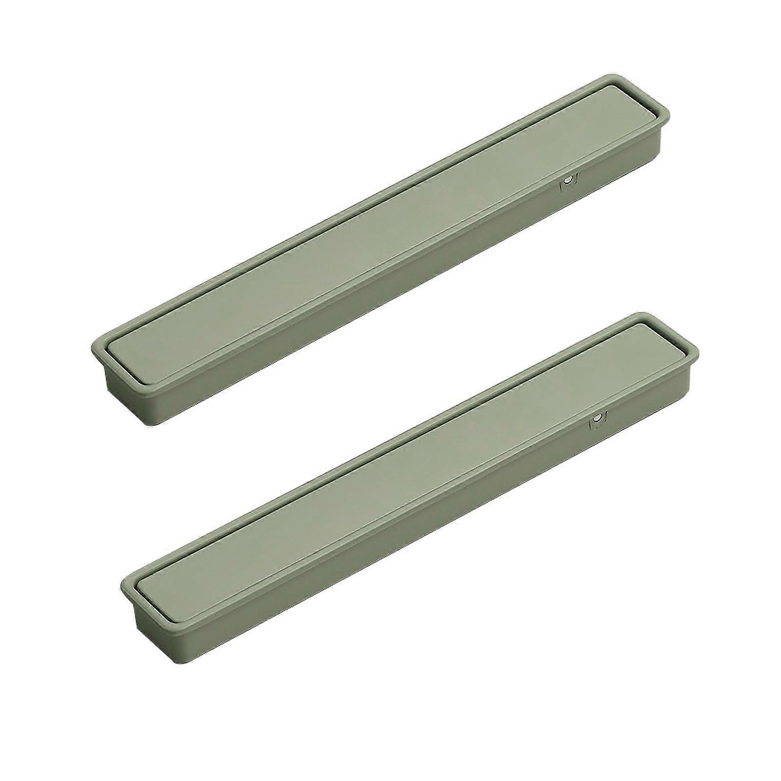 Set Aus 2 Flächenbündig Montierten, 100 Mm Großen, Grünen Aluminium-einbaugriffen Für Schiebetüren Von Schränken.
