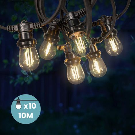 10 M Lichterkette Mit 10 Warmweißen Glühlampen – E27-lichterkette Mit Klaren Glühbirnen – Retro-led-lichterkette