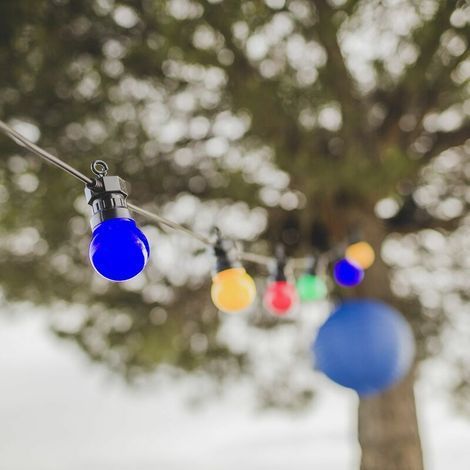 3m Lichterkette In Verschiedenen Farben – Elektrische Lichterkette Für Den Außenbereich Mit 10 Glühbirnen In Blau, Rot, Gelb Und Grün – Romantische Lichterkette Für Terrasse Und Garten