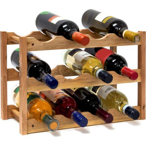 Kleines Weinregal, 3-stöckig, Platz Für 12 Flaschen, H X B X T: 28 X 42,5 X 21 Cm, Natur