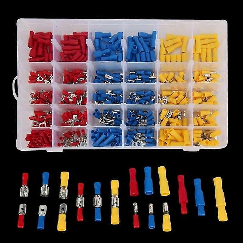 Set Mit 280 Isolierten Crimp-drahtverbindern Für Heimwerkerprojekte: Gabel-, Ösen- Und Ringkabelschuhe.