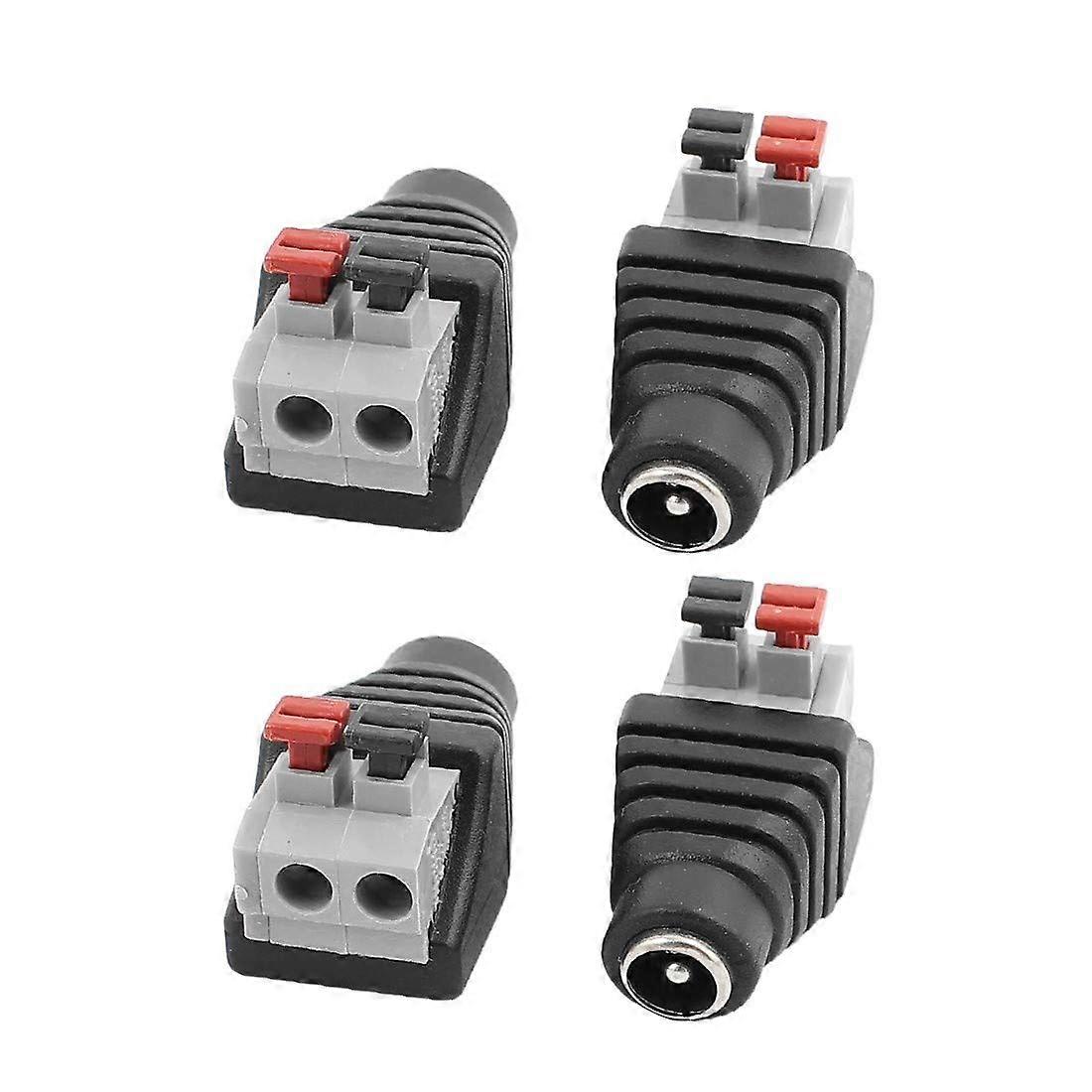 Packung Mit 4 Dc-stromanschlüssen Für Videoüberwachung, 2,1 X 5,5 Mm Weiblicher Stecker, Schnellclip-installation Und Sichere Verbindung.