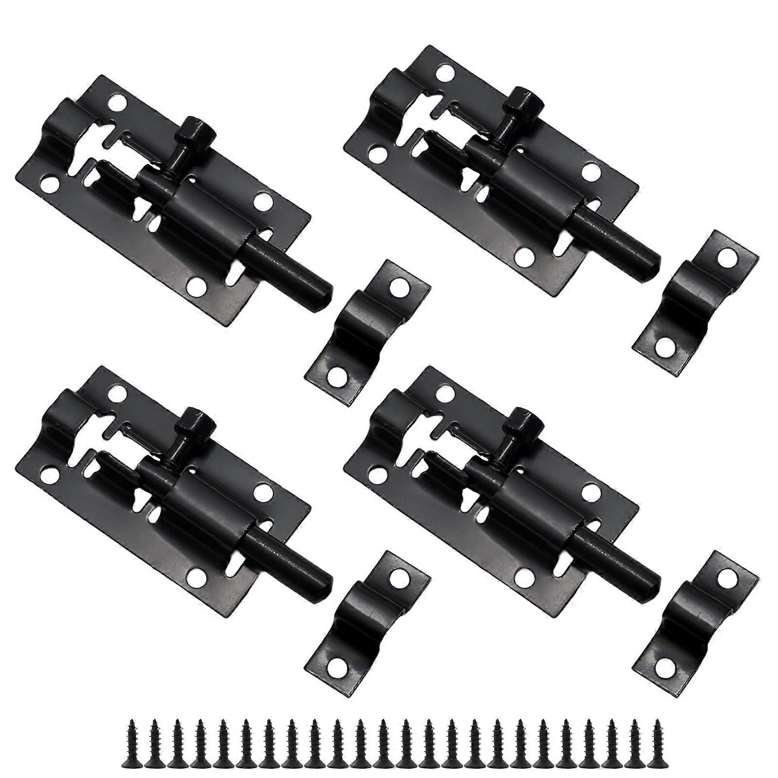 Set Mit 4 Schwarzen 5 Cm (2 Zoll) Zylinderschlössern – Robuste Torriegel Aus Edelstahl Für Hof- Und Gartentore