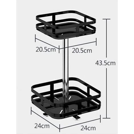 Drehbarer Gewürzständer, 43,5 Cm – 2-stöckiges, Quadratisches Gestell Aus Schwarzem Metall – Saugnäpfe Für Sicheren Stand – Einfache, Werkzeuglose Montage
